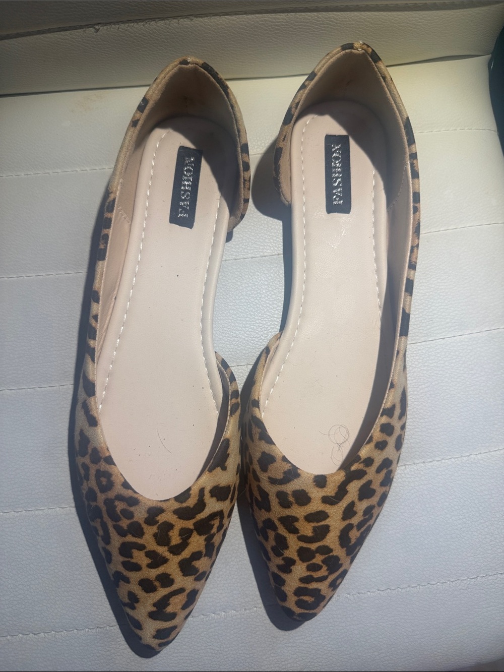 SHEIN Leopard Print Pointed-Toe D'Orsay Flats in Tan and Black